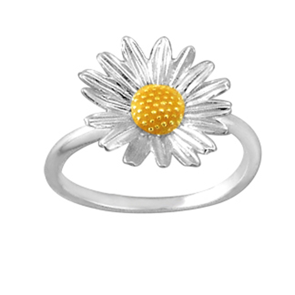 Boma, Sterling Silver, Ring, Resin, Sunflower, Size 7